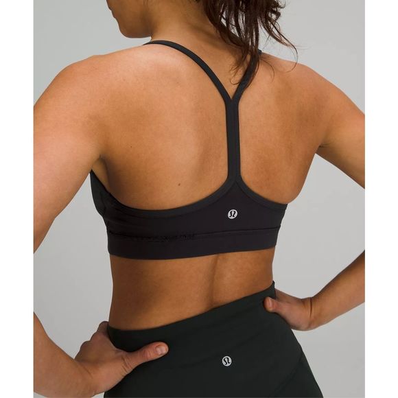Lululemon Flow Y Bra Nulu Light Support A-C Cups Sports Bra Black Sz 4 Racerback - Picture 2 of 8